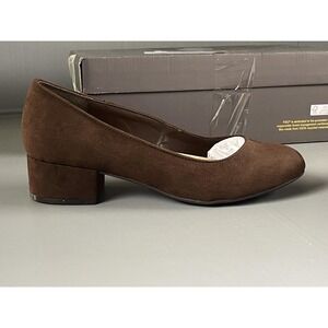 Style&co. Shoes Womens Size 7.5 Brown Gerrieef Faux Suede Block Pumps Heels